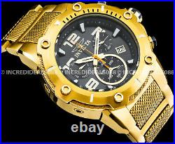 Invicta Men SPEEDWAY SWISS Chronograph BLACK Dial 18K GOLD Plate Bracelet Watch