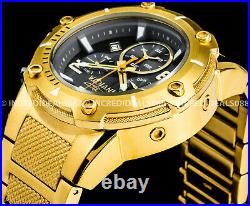 Invicta Men SPEEDWAY SWISS Chronograph BLACK Dial 18K GOLD Plate Bracelet Watch