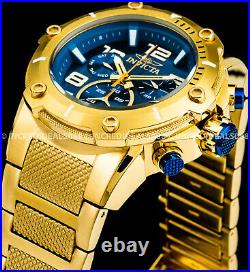 Invicta Men SPEEDWAY SWISS Chronograph BLUE Dial 18Kt GOLD Bracelet 52mm Watch