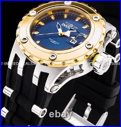 Invicta Men SUBAQUA SPECIALTY 18K GOLD Plate Silver Blue Dial Black Strap Watch