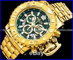 Invicta Men Sea Hunter High Polish Green Dial 18K Gold Bracelet 58mm Watch 31427