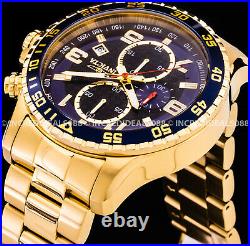 Invicta Men Specialty Chronograph Blue Dial 18Kt Gold Plate Bracelet 45mm Watch