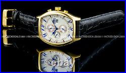Invicta Men TONNEAU SPECIALTY 18K GOLD White Dial 3 Piece Leather Strap SS Watch