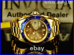 Invicta Men's 40mm Pro Diver SUBMARINER Champagne Dial 18K Gold Plated SS Watch