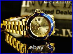 Invicta Men's 40mm Pro Diver SUBMARINER Champagne Dial 18K Gold Plated SS Watch