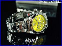 Invicta Men's 40mm SPEEDWAY DRAGSTER Chronograph YELLOW DIAL Silver Tone Watch