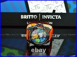 Invicta Men's 43mm Limited Ed Romero Britto Tri-Colored Glass Fiber Orange Watch