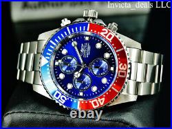 Invicta Men's 43mm PRO DIVER Chronograph Blue Dial Red & Blue Bezel Silver Watch