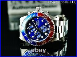 Invicta Men's 43mm PRO DIVER Chronograph Blue Dial Red & Blue Bezel Silver Watch