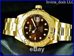 Invicta Men's 43mm Pro Diver AUTOMATIC NH35A BROWN Dial 18K Gold Plated SS Watch