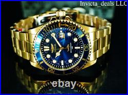 Invicta Men's 43mm Pro Diver HAMMERHEAD Blue Dial 18K Gold Plated SS 100M Watch