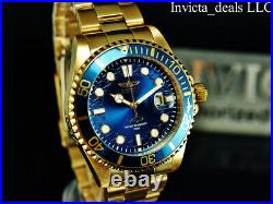 Invicta Men's 43mm Pro Diver HAMMERHEAD Blue Dial 18K Gold Plated SS 100M Watch
