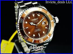 Invicta Men's 43mm Pro Diver SUBMARINER Brown Dial Silver Tone 200m SS Watch