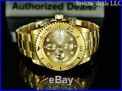 Invicta Men's 44mm Pro Diver Chronograph Champagne Dial 18K Gold Plated SS Watch