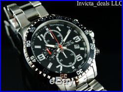 Invicta Men's 45mm PILOT Specialty Chronograph Black Dial Silver Tone SS Watch