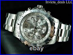 Invicta Men's 45mm PILOT Specialty Chronograph SILVER DIAL ALL Silver Tone Watch