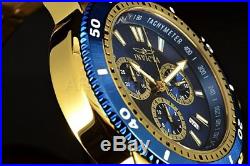 Invicta Men's 45mm Sport Swiss 5030. D Chronograph 18K Gold IP Blue Dial SS Watch