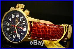 Invicta Men's 46MM I FORCE LEFTY Chrono 18 K Gold Plated Blue Dial Leather Watch