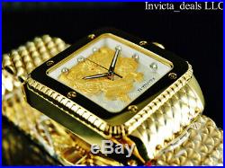 Invicta Men's 46mm Cuadro DRAGON Automatic Gold/Silver Dial 18K GP Mesh SS Watch