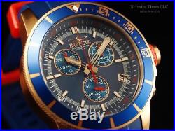 Invicta Men's 46mm Ocean Baron Pro Diver Chronograph Rose Tone Blue Dial Watch