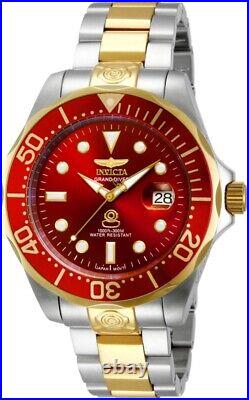Invicta Men's 47mm Grand Diver Gold Steel Red Dial Formal Automatic SS Watch