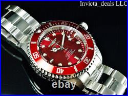 Invicta Men's 47mm PRO DIVER AUTOMATIC 24J Red Dial Coin Edge Bezel Silver Watch