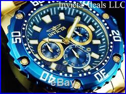Invicta Men's 47mm Pro Diver Chronograph 18K Gold Plated Blue Dial SS Watch