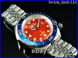 Invicta Men's 47mm Pro Diver SEA WOLF AUTOMATIC Orange Dial Blue Bezel SS Watch