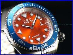 Invicta Men's 47mm Pro Diver SEA WOLF Automatic Blue Bezel Orange Dial SS Watch