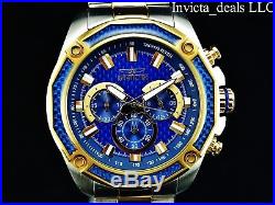Invicta Men's 48mm Aviator Chronograph Blue Glass Fiber Dial 18K GP 2Tone Watch