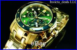 Invicta Men's 48mm PRO DIVER SCUBA Chronograph Green Dial Gold Tone 200M Watch