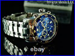 Invicta Men's 48mm PRO DIVER SCUBA Chronograph NAVY BLUE DIAL Silver Tone Watch