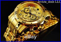 Invicta Men's 48mm PRO DIVER Scuba Chronograph 18K Gold Plated Gold Dial Watch