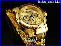 Invicta Men's 48mm PRO DIVER Scuba Chronograph 18K Gold Plated Gold Dial Watch