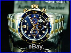 Invicta Men's 48mm Pro Diver SCUBA Chronograph BLUE DIAL 18K Gold 2Tone SS Watch