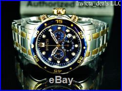 Invicta Men's 48mm Pro Diver SCUBA Chronograph BLUE DIAL 18K Gold 2Tone SS Watch