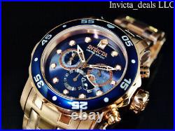 Invicta Men's 48mm Pro Diver SCUBA Chronograph BLUE DIAL Rose Tone Ltd Ed Watch