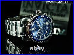 Invicta Men's 48mm Pro Diver SCUBA Chronograph BLUE DIAL Silver Tone 200M Watch
