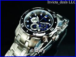 Invicta Men's 48mm Pro Diver SCUBA Chronograph Black Dial Blue Accents SS Watch