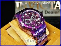 Invicta Men's 48mm Pro Diver SCUBA Chronograph PURPLE DIAL Purple Tone SS Watch