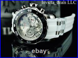 Invicta Men's 48mm Pro Diver SCUBA Chronograph Silver Dial White Strap SS Watch