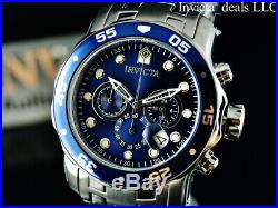 Invicta Men's 48mm Pro Diver SCUBA Chronograph Silver Tone Blue Dial SS Watch