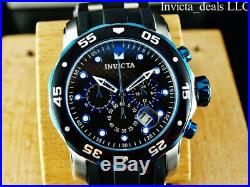 Invicta Men's 48mm Pro Diver Scuba Chronograph Black & Blue Dial Silver SS Watch