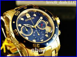 Invicta Men's 48mm Pro Diver Scuba Chronograph Blue 18KT Gold Plated SS Watch