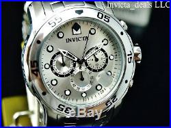 Invicta Men's 48mm Pro Diver Scuba Chronograph Silver Tone Silver Dial SS Watch