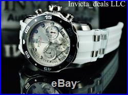 Invicta Men's 48mm SCUBA Pro Diver Chronograph Silver Dial White Strap SS Watch