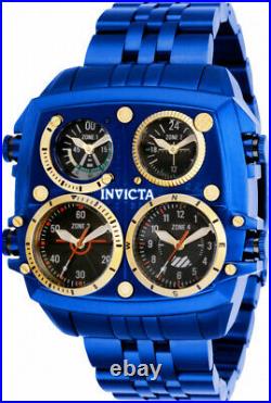 Invicta Men's 50 mm Aviator Zulu Time Quartz Quad Time SS Bracelet Watch