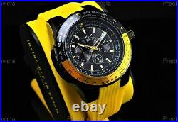 Invicta Men's 50mm AVIATOR VOYAGE Multi Function Black Dial Yellow Strap Watch