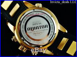 Invicta Men's 50mm Aviator GMT World Dual Time Zone Black Dial 18K Gold IP Watch