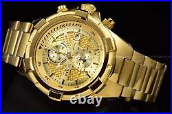 Invicta Men's 50mm Aviator Gold Dial Gold Bracelet Chronograph Quartz SS Watch